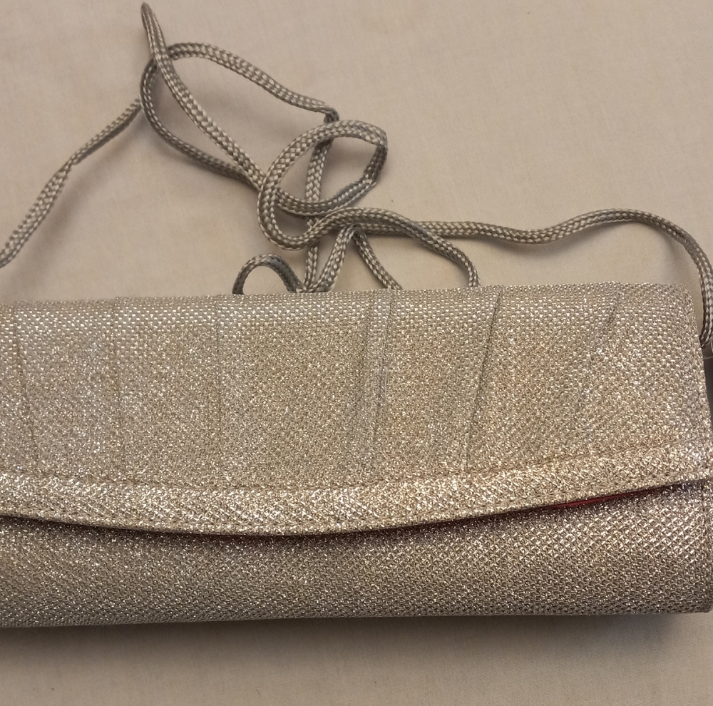 Fiona Night 2010 Shimmer Silver Evening  Bag NWT with Crossbody Strap